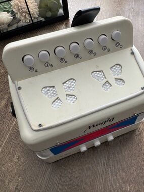 Mugig Portable White Accordion Music Instrument with Buttons